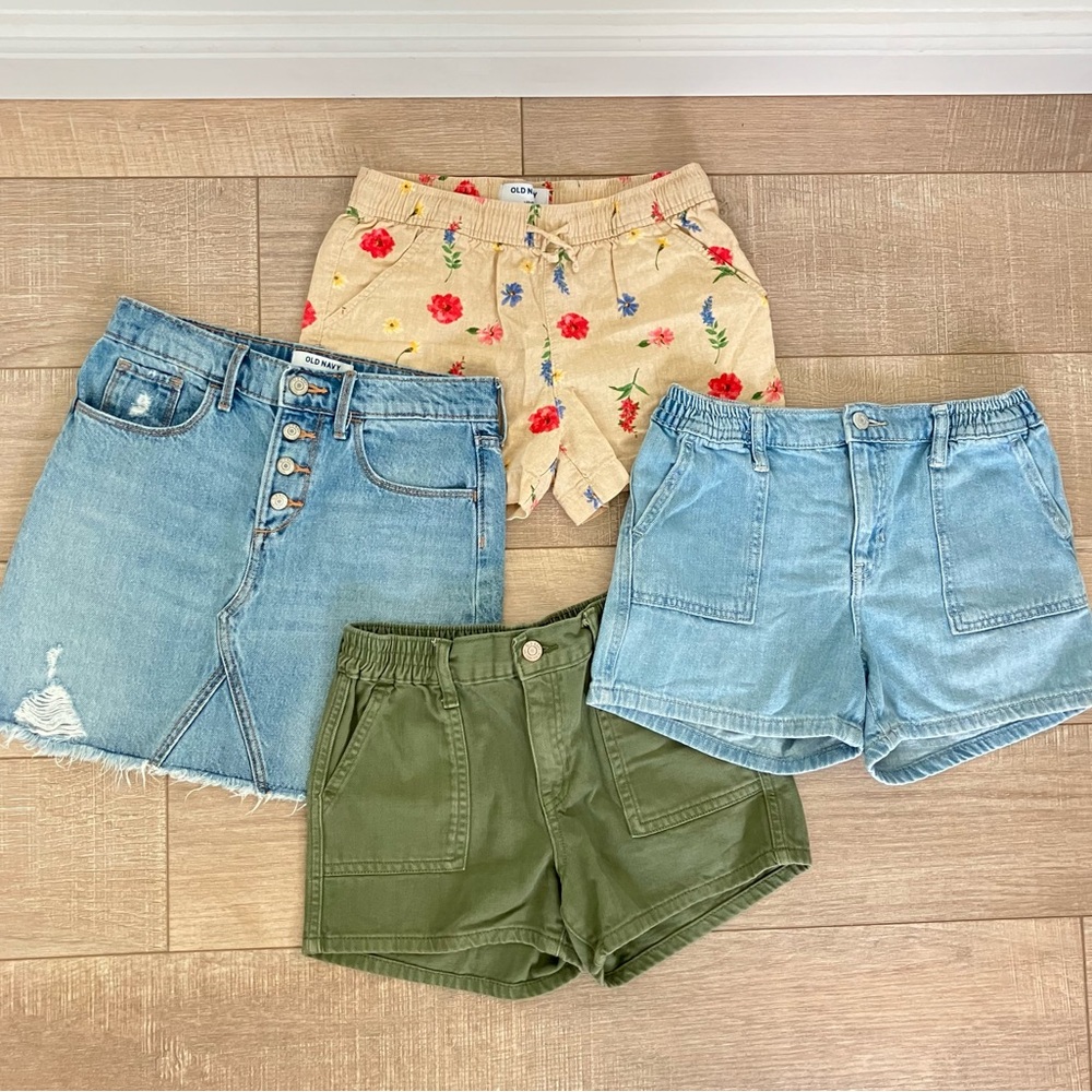 LOT- OLD NAVY GIRLS BUNDLE OF JEAN SHORTS SKIRT LINEN